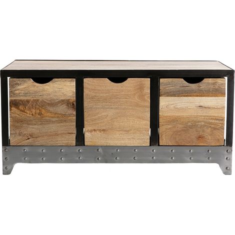 Industrielles Aufbewahrungs- / Schuhmöbel ATELIER Massivholz und Metall