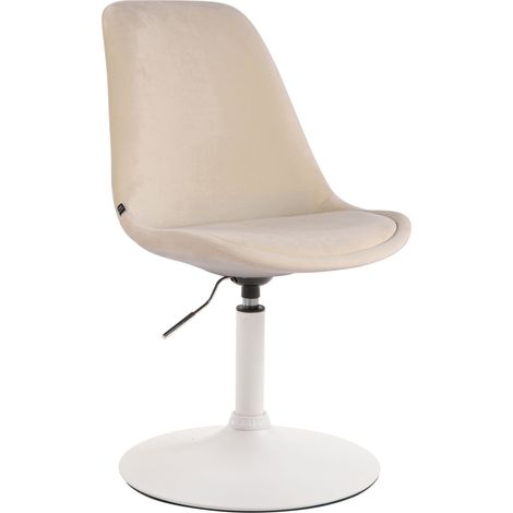 Chaise de salle à manger x1 pivotante hauteur réglable en velours blanc et pied trompette en métal blanc 100008256 (1/3)
