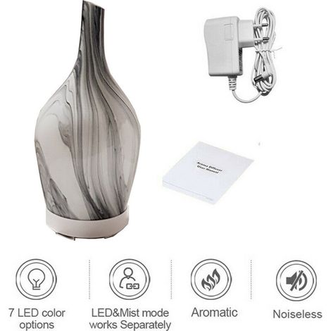 TrAdE Shop Traesio - Diffusore Oli Vetro Cromoterapia Aromaterapia Umidificatore Bianco E Nero 03 Led - (1/4)