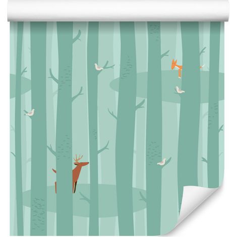Papel pintado con motivos de árboles, bosque y naturaleza para salón y dormitorio, 50x1000 cm. (1/5)