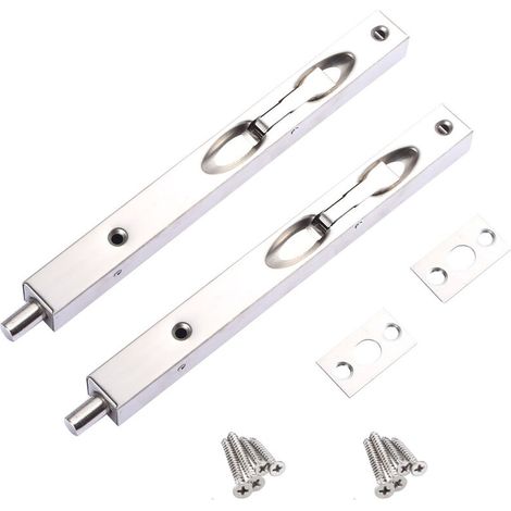 Ensemble de 2 loquets de porte - Verrous de sécurité cachés pour portes composites, portes en bois, portes doubles, etc. 12 pouces. (1/5)