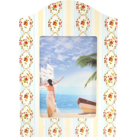 Cornice portafoto color crema con decorazioni floreali. (1/2)