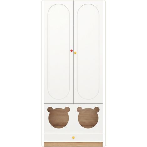 Kinderkleiderschrank 2-türig mit Kleiderstange und Schubladen 80 x 50 x 200 cm weiß/holz (1/5)