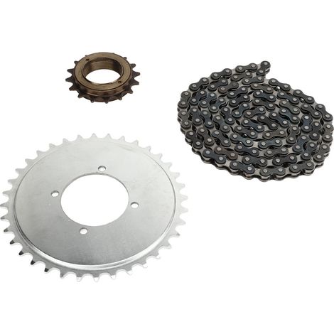 Kit chaîne et pignon 114 maillons, pignon 410, pignon 16 dents pour scooters, motos et vélos. (1/5)