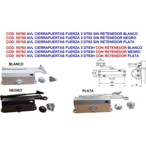 Cerrapuertas AVL Fuerza 3 DT63 Sin Retenedor Blanco