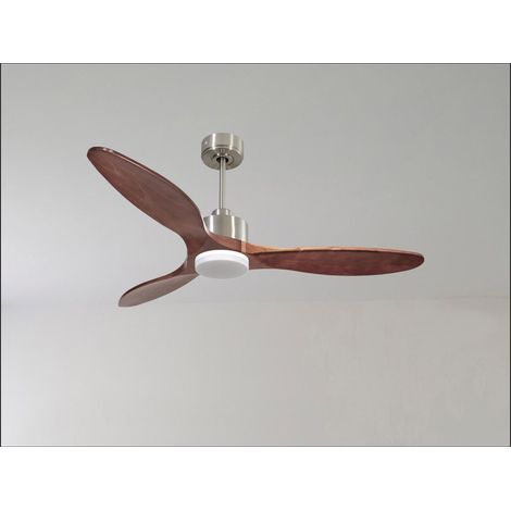 Modulo Slim  Ring - Super destratificateur et ventilateur DC 132 cm chrome  pales bois sombre  idéal 26 à 40 m² (1/5)