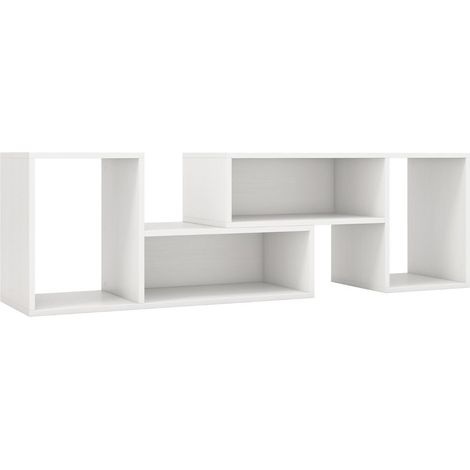 Mobile TV consolle con ripiani regolabili e design minimalista per TV fino a 60 pollici in legno ingegnerizzato bianco 200012796