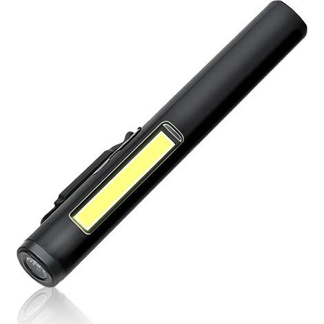Mini Lampe de Poche, Lampe Torche LED, Penlight, Portable, avec Base Magnétique et clip de Poche, Étanche, USB Rechargeable, pour Camping Randonnée Urgence Inspection Réparation - Noir (1/5)