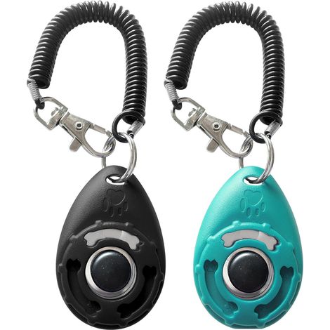Clicker de dressage pour animaux compagnie avec dragonne – chien nouveau + Noir Bleu (1/5)