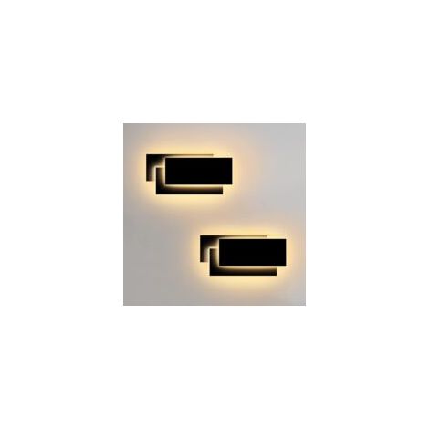 Stoex – Pack of 2 LED 24W Wall Lights – Warm White Light – Black Aluminum – 960 Lumens – For Hallway, Staircase, Living Room, Bedroom (1/5)
