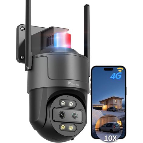 Ctronics Caméra Surveillance 4G LTE 2.5K Double Objectif - Zoom Hybride 10X, Suivi Auto, Vision Nocturne Couleur 30m, Caméra PTZ IP (1/5)