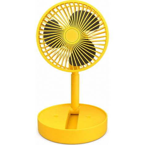 Ventilatore portatile USB pieghevole e telescopico giallo 3 velocità (1/5)