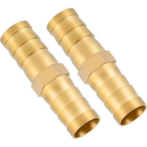 2Pièces Raccord Droit à Barbes en Laiton pour Tuyau, Raccord d'Union pour Tuyau pour Air Gaz Eau Carburant - 6mm 8mm 10mm 12mm 14mm 16mm (1/5)