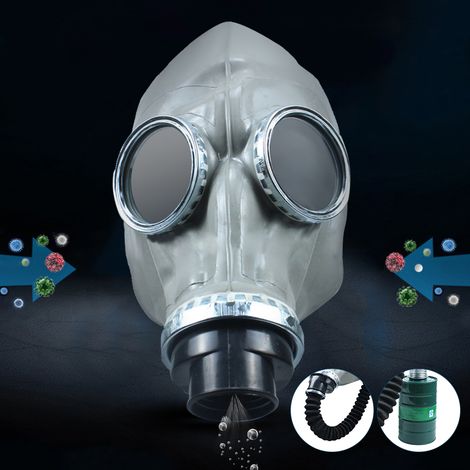 Masque respiratoire intégral avec protection buccale pour la peinture chimique par pulvérisation et les gaz, + tuyau de 0,5 m + bidon n° 4 (1/5)