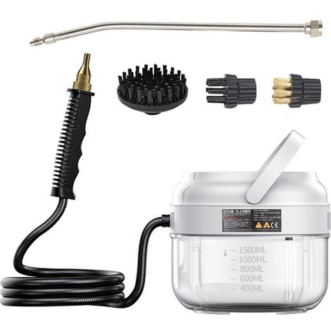 Nettoyeur vapeur multi-surfaces portatif sous pression avec 3 brosses et tige allongée pour la maison, nettoyage en profondeur portable, écran tactile numérique réglable à 6 vitesses, réservoir d'eau (1/5)