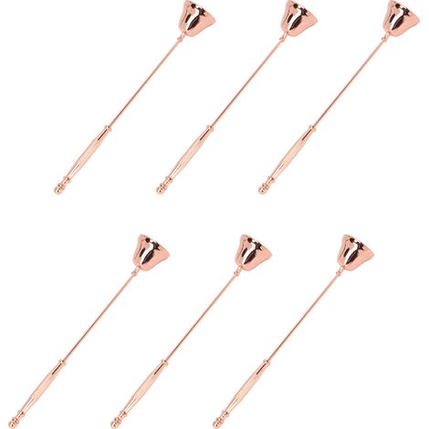 Ensemble de 6 éteignoirs rotatifs en forme de cloche, couleur or rose, avec poignée ergonomique et capuchon pour éteignoir domestique. (1/5)