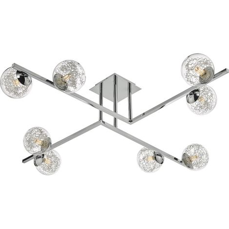 DAR TAGHRID - Plafonnier semi-affleurant chrome poli, 8x G9 (1/5)