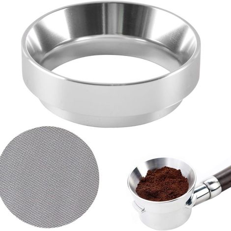 Entonnoir doseur magnétique 58 mm pour espresso en alliage d'aluminium avec 4 billes magnétiques compatible avec porte filtres de 58 mm couleur argentée (1/5)