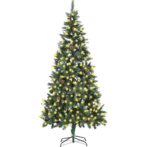 vidaXL Artificial Pre-lit Christmas Tree with Pine Cones 210 cm (1/5)