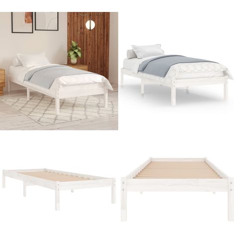 Giroletto Bianco in Legno Massello di Pino 100x200 cm - Letto in legno - Letto con giroletto