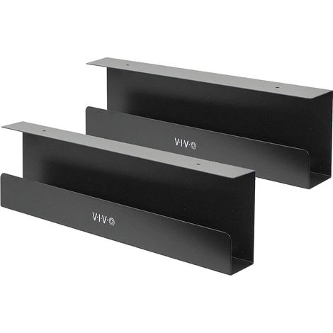 Lot de 2 Plateaux de Gestion de câbles, Supports de multiprise, organiseurs de Cordons, dompteurs de Fils pour Bureau et Maison, Noir, 42 cm (1/5)