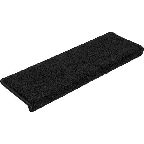 vidaXL Stair Mats 15 pcs 65x21x4 cm Black Rectangular Edge