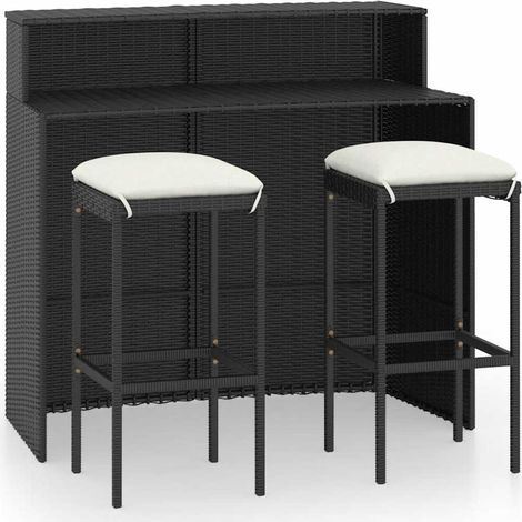 Maison Exclusive - 3-tlg. Gartenbar-Set mit Kissen Schwarz