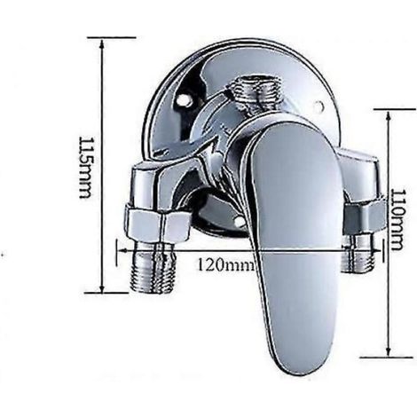 Robinet Mitigeur Douche - Laiton Chromé - Entrée Eau Chaude Froide - Fixation Murale - 150 mm Entre Raccords - 1 Pièce (1/5)