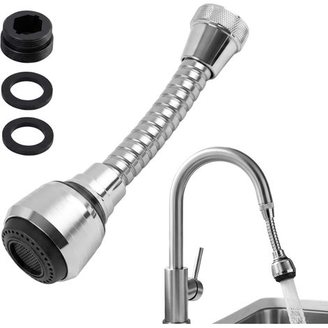 Brise-Jet Flexible,pour Évier Cuisine en Laiton Chromé Noir,Aérateur Douchette Universel pour Robinets de Cuisine avec Economiseur d’Eau et Filtre à Impuretés,Nettoyage Facile et Économie d’Eau (1/5)