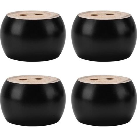 Bardusch-Jeu de 4 pieds de meubles en bois massif tourné noir de 5 cm, vis non comprises, pour canapés, armoires et fauteuils de relaxation. (1/4)