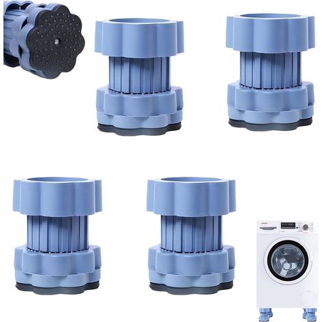 Lot de 4 coussinets universels pour machine à laver, tapis anti-vibrations, réglables de 8 à 11 cm, amortisseurs pour machines à laver et sèche-linge (1/5)