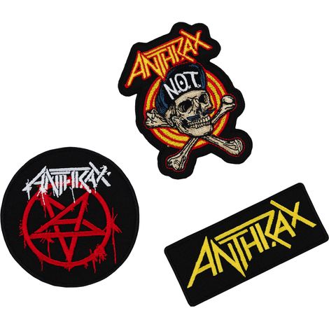 Antheax Thermo Adhesive Clothing Patches - SET de 3 Adesivi per abbigliamento - Zaino militare, zaino crossfit, costume da rocker - Anthrax persistence of time Merchandising ufficiale