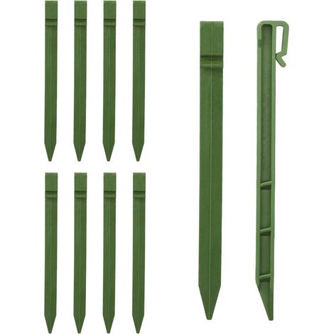 Lot de 10 piquets d'ancrage au Sol en Plastique de 24 cm pour Bordure de Jardin, terrasse, Tente (Vert 10pcs) (1/5)