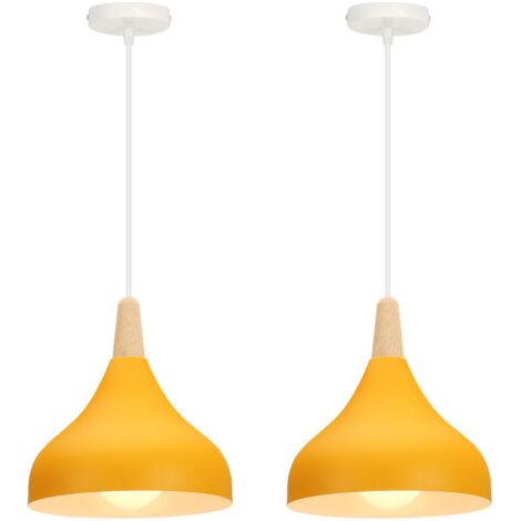 royaluxe- (2PCS)Plafonnier D'Intérieur Lampe À Suspension Moderne Lustre Minimaliste Abat-Jour En Métal, Jaune Pour Chambre À Coucher, Cuisine, Bureau, E27 (1/5)