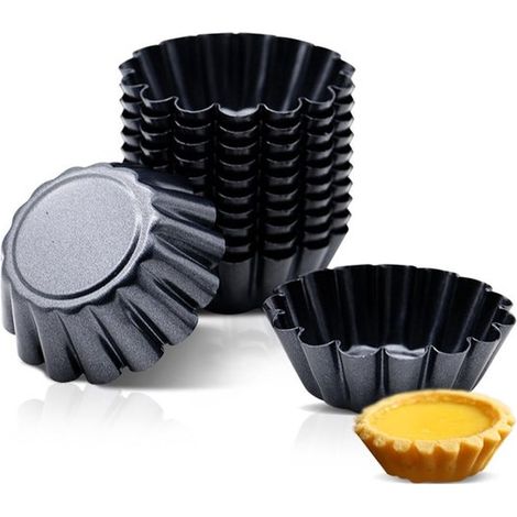 Dailygoods Tartelette Formen Set, 12 Stück Mini Backformen Wiederverwendbare Tartelette Formen Antihaftbeschichtung Kohlenstoffstahl 6,5 cm Durch (1/5)