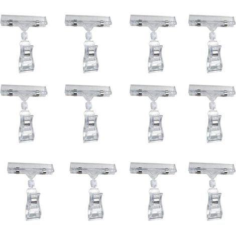 Bardusch-Clip De Signe De Marchandise Plastique Signe Clips Clair Pince éTiquette Porte-éTiquette De Prix Pince Rotatif Titulaire Présentoir 12 Pièce Clips pour pourles Magasins de Supermarchés Commer (1/5)