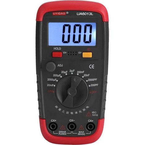 Testeur et Détecteur de Tension ,Mètre de Capacité Numérique, Appareil de Contrôle Pro de Condensateur 0.1pF - 20000uF avec le Rétro-éclairage d'affichage à Cristaux Liquides Max 1999 (1/5)