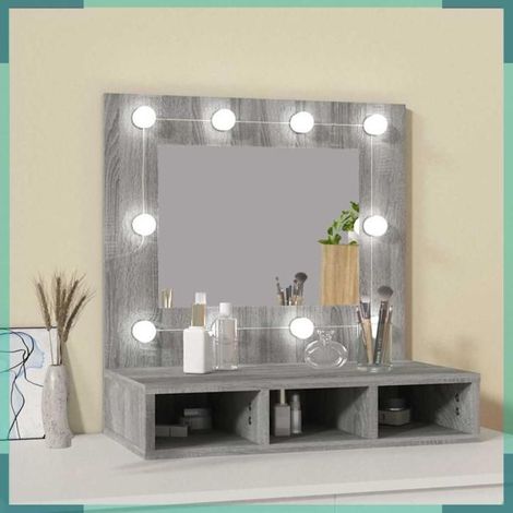 820455 Armoire à miroir avec LED Sonoma gris 60x31,5x62 cm (1/5)