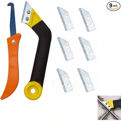 Grattoir à joints pour carrelage en acier au manganèse - Grattoir à joints avec 7 lames - Outil de nettoyage pour carrelage - Pour salle de bain, cuisine, sol (1/5)