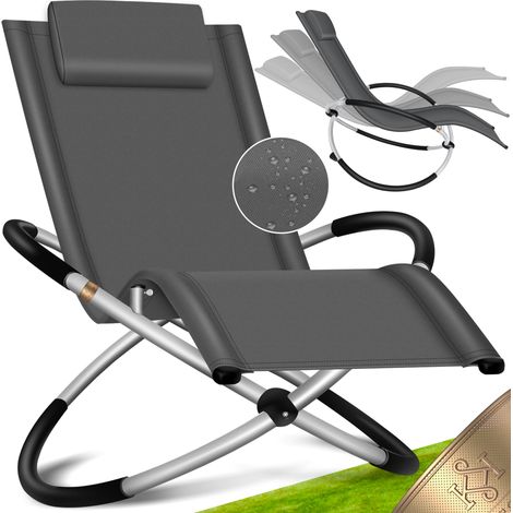 KESSER® Relaxliege Liegestuhl Gartenliege Gartenstuhl Klappstuhl faltbar Schwungliege Schaukelsessel ergonomische Relaxsessel wetterfest Anthrazit