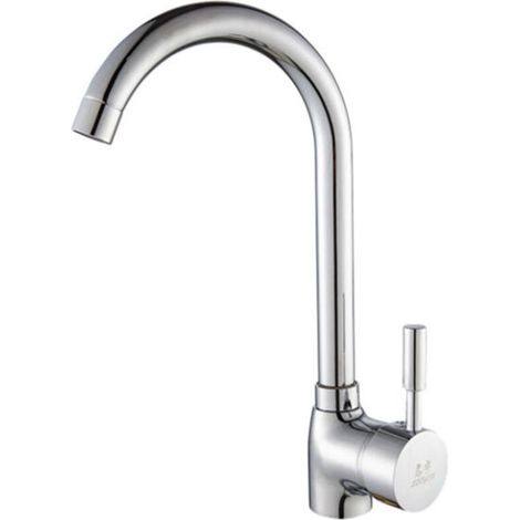 Robinet de cuisine céramique 360° – Hauteur sous bec 24.8 cm – Finition chrome – Corps en acier inoxydable – Aérateur ABS économiseur d'eau – Ideko (1/5)