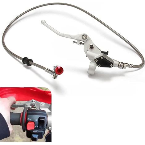 Embrayage Hydraulique Moto,Ensemble Maître-cylindre de 1200mm-Argent Embrayage Hydraulique pour Moteur Vertical de 125cc-250cc Motocross Dirt Bike Pit Bike (1/5)