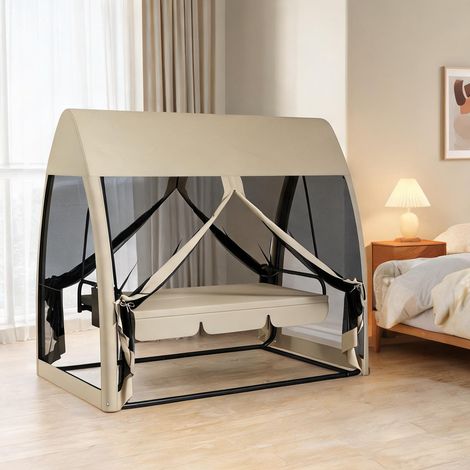 Hamac kaffee en métal Polyester 240 x 140 x 197 cm (1/5)