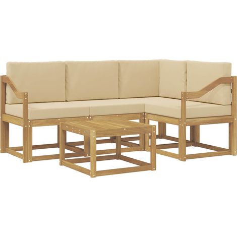 Set di divani da esterno con cuscino 5 pcs Bianco e Beige vidaXL