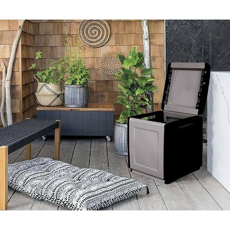Dmora Tronco de contenedor multiuso de polipropileno, caja de longitud completa, 100% Made in Italy, 54x53h57 cm, color gris, con embalaje reforzado (1/4)