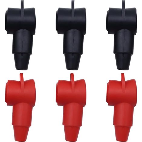 Lot de 6 cache-bornes de batterie isolés polarisés en PVC rouge noir pour voiture, camion, bateau, moto (1/5)