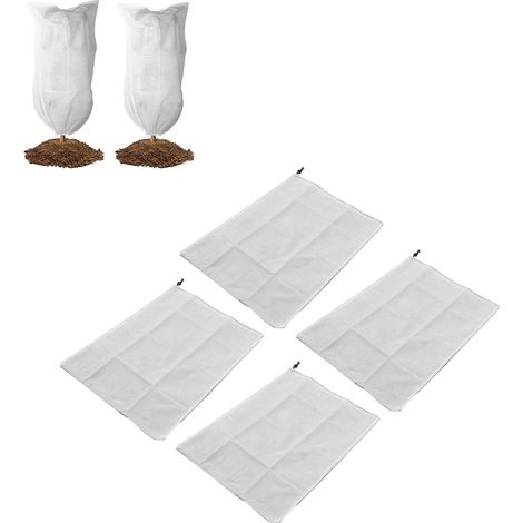 Lot de 4 housses de protection antigel pour plantes, housse de protection antigel non tissée avec cordon de serrage, housse pour plantes d'extérieur, 60 x 80 cm (1/5)