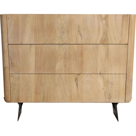 Commode scandinave en bois de manguier - bois clair et noir (1/4)