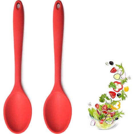 Cuillère En Silicone - Résistante À La Chaleur Jusqu'à 260 °C - Pour Cuisson, Mélange Et Service - 2 Pièces