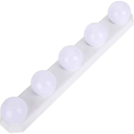 Espejo de maquillaje LED con luz USB, 3 colores regulables y 10 niveles de brillo, 5 bombillas y cable USB de 2,3 m para iluminar el espejo de tu baño.